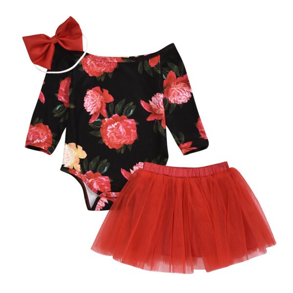 Liuliukd| Floral Print Romper Clothes Sets-Black-Baby