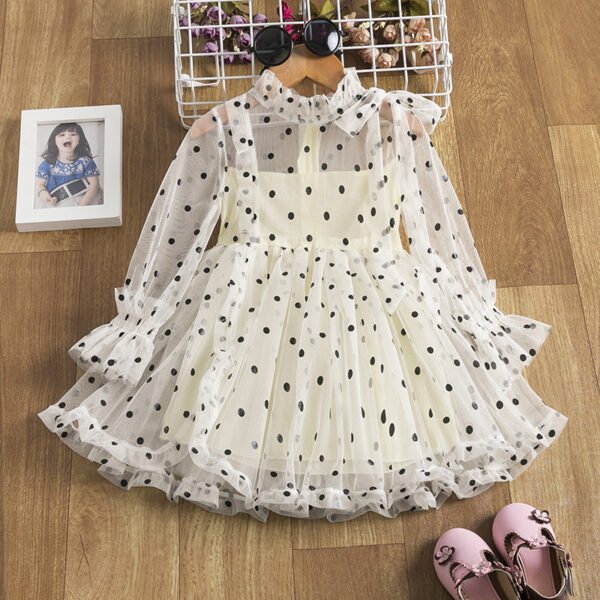 Liuliukd|Girls Polka Dot Dress-Beige-Kids