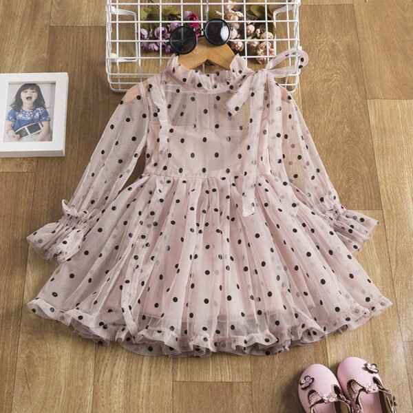 Liuliukd|Girls Polka Dot Dress-Pink-Kids