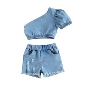 Liuliukd| Girls Single Shoulder Denim Clothes-Kids