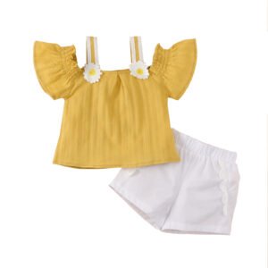 Liuliukd|Girls Sunflowers Clohtes Suit-Kids