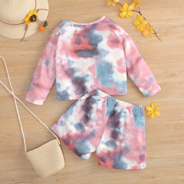 Liuliukd| Girls Tie Dye Clothes Sets-Pink-Back-Kids