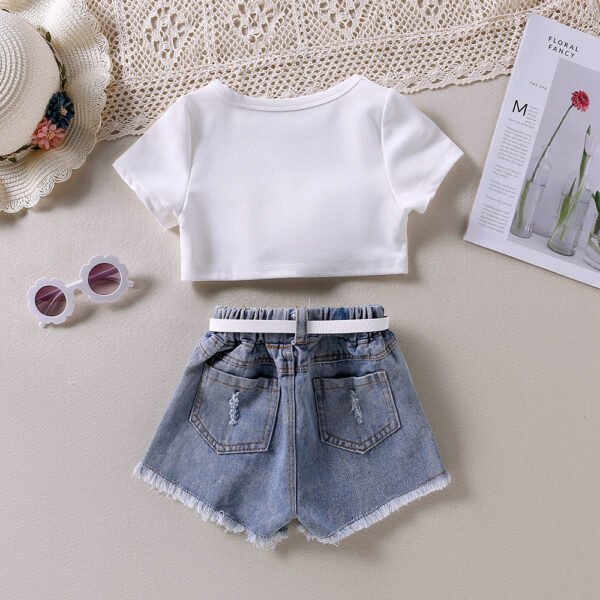 Liuliukd|Kids Girl Short Sleeve Clothes-White-Back-Kids