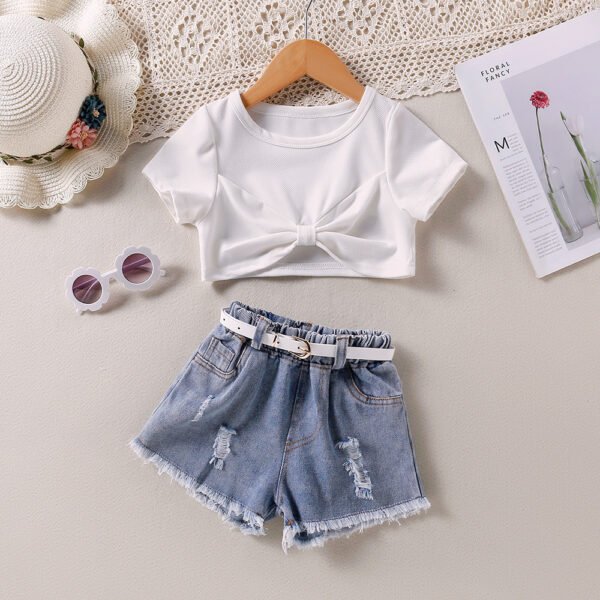 Liuliukd|Kids Girl Short Sleeve Clothes-White-Kids