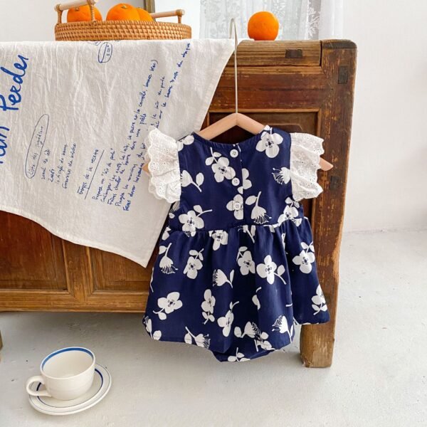 Liuliukd|Girls Fly Sleeve Jumpsuit-Navy-Baby