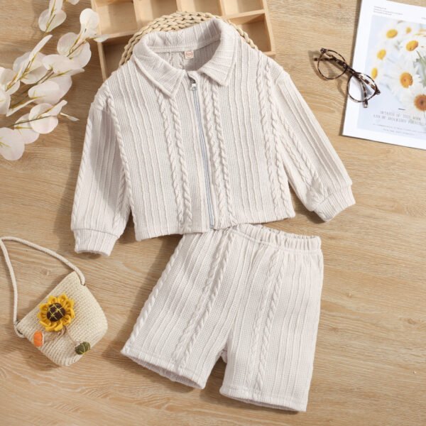 Liuliukd|Girls Knit Sweater Sets-Beige-Kids