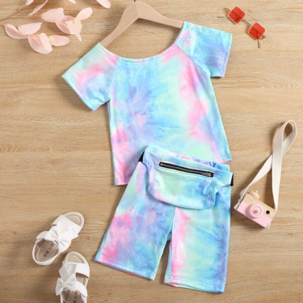 Liuliukd|Boys Girls Tie Dye Printed Clothes Sets-Blue-Kids