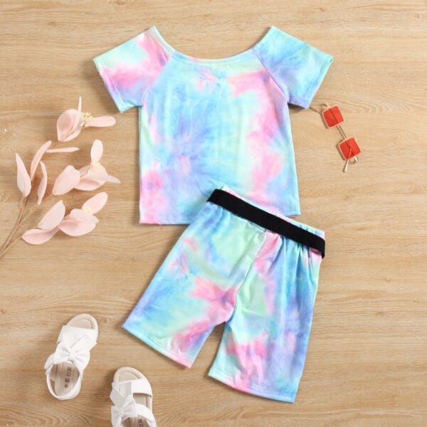 Liuliukd|Boys Girls Tie Dye Printed Clothes Sets-Blue-Kids