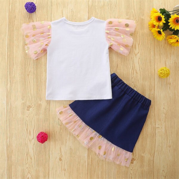 Liuliukd|Girls Denim Skirts Sets-White-Kids