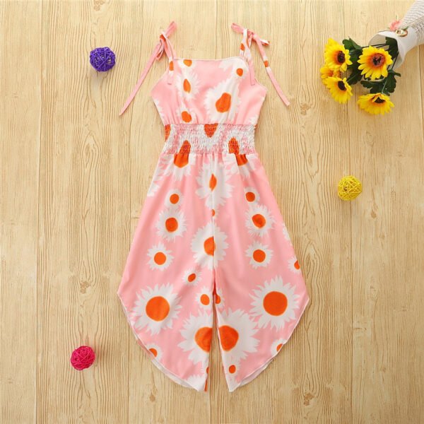 Liuliukd| Girls Sleeveless Lace Up Jumpsuits-Pink-Kids
