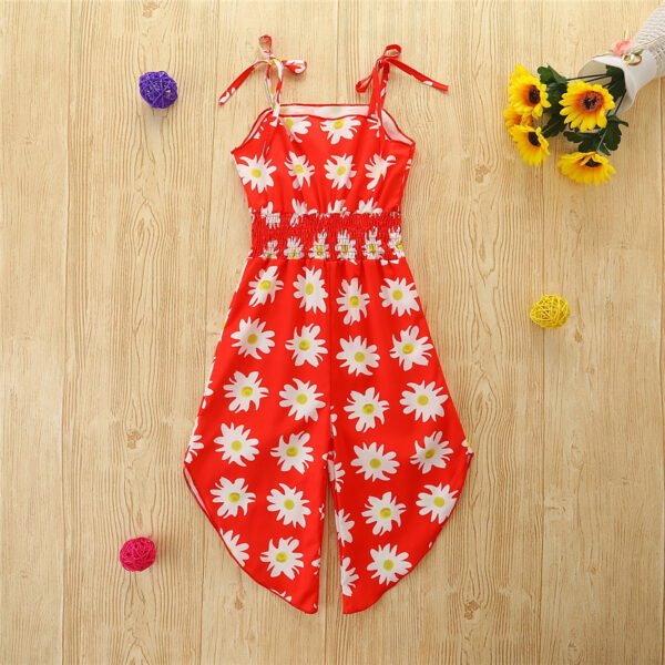 Liuliukd| Girls Sleeveless Lace Up Jumpsuits-red-Kids