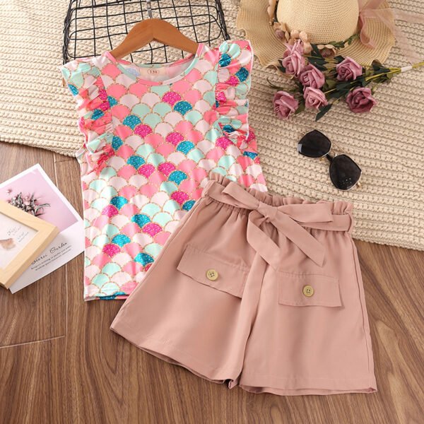 Liuliukd|Children Girl Sleeveless Clothing Sets-Pink-Kids