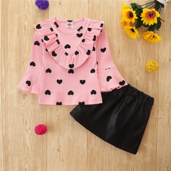 Liuliukd|Children Love Heart Print Clothes-Pink-Kids