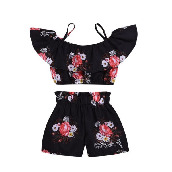 Liuliukd|Kids Girls Off Shoulder Clothes-Black-Kids