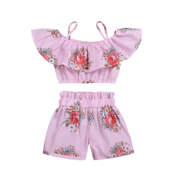 Liuliukd|Kids Girls Off Shoulder Clothes-Pink-Kids