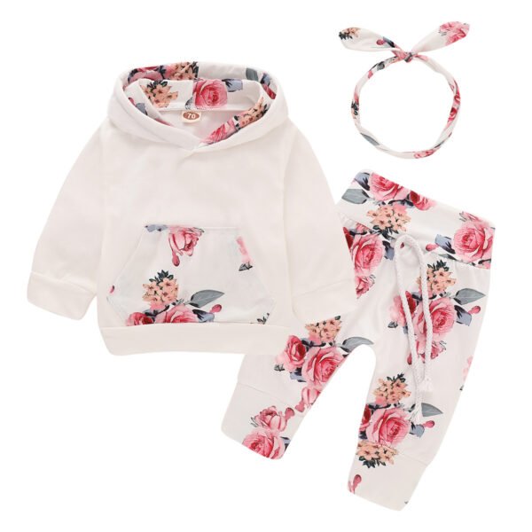 Liuliukd|Baby Girl Hoodie Clothes Set-White-Baby