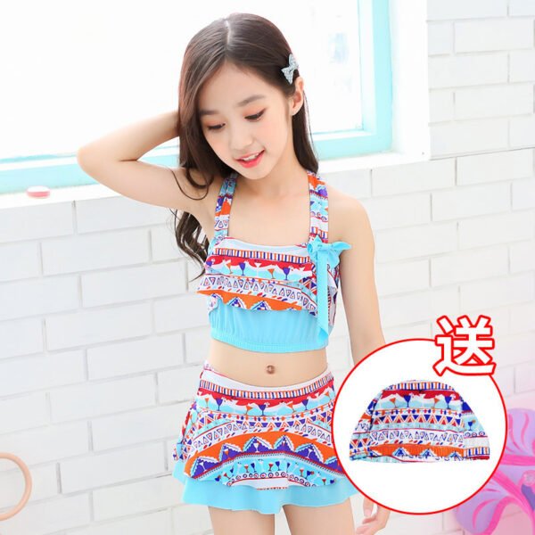Liuliukd|Kids Girls Skirt Swimwear-Blue-Kids