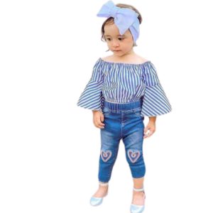 Liuliukd|Autumn Kids Girls Flared Sleeve Sets-blue-kids