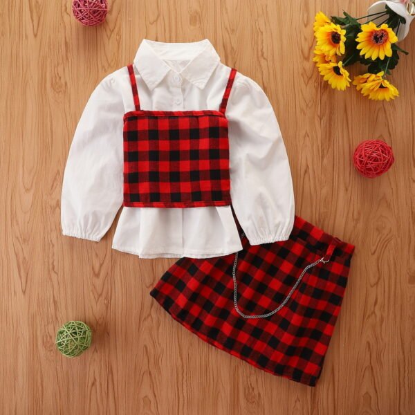 Liuliukd|Girls Pleated Skirt Sets-red.kids