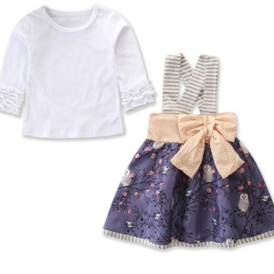 Liuliukd|Girl Floral Harness Skirt Sets-white-kids