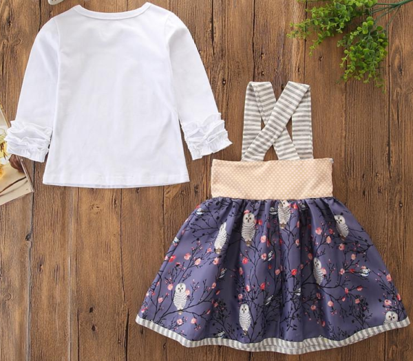 Liuliukd|Girl Floral Harness Skirt Sets-white-kids2