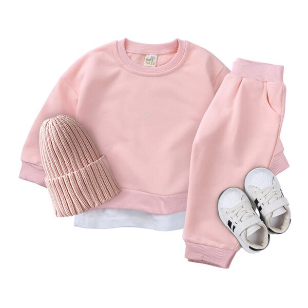 Liuliukd|Children Cotton Solid Color Sport Suit-pink-kids