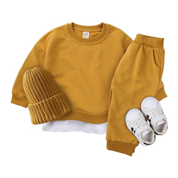 Liuliukd|Children Cotton Solid Color Sport Suit-yellow-kids