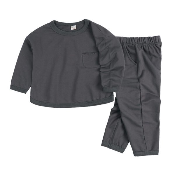 Liuliukd|Children Loose Casual Clothes Set-gray-kids