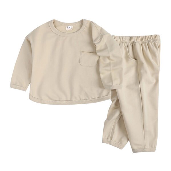 Liuliukd|Children Loose Casual Clothes Set-khaki-kids