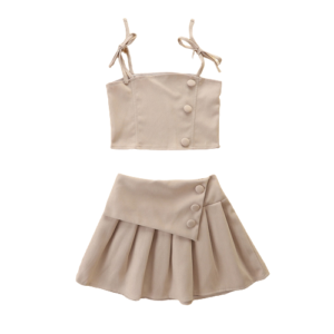 Liuliukd|Kids Girl Sleeveless Sling Clothes-Khaki-Kids