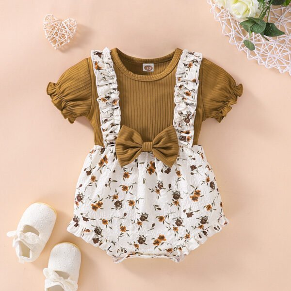 Liuliukd|0-18M Floral Infant Clothes-Brown-Baby