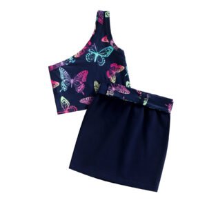 Liuliukd|Butterfly Vest Skirt Clothes For Kids-Kids