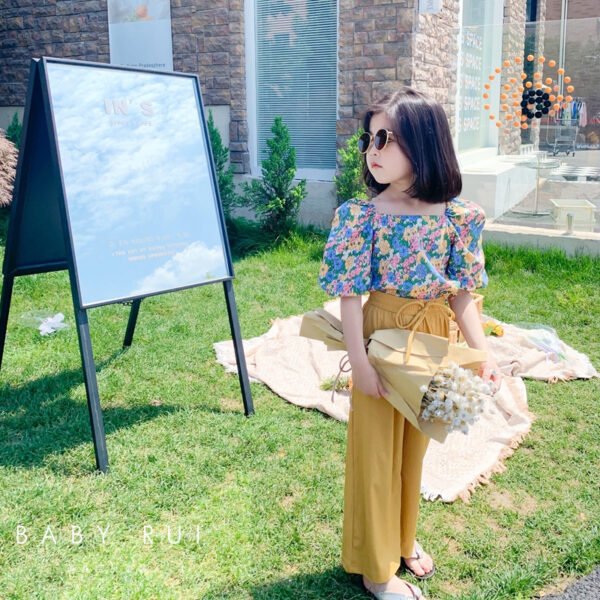 Liuliukd|Floral Girls Set-Yellow-Kids