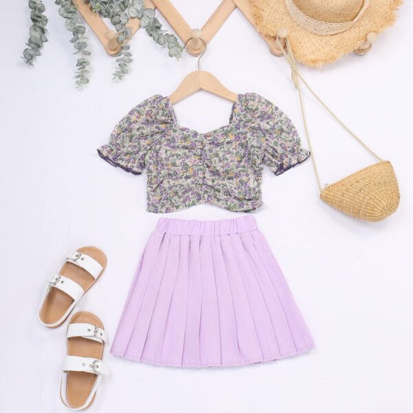 liuliukd floral kid clothes summer purple kids