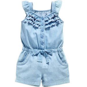 Liuliukd|Fly Sleeve Blue Girls Jumpsuits-Blue-Kids