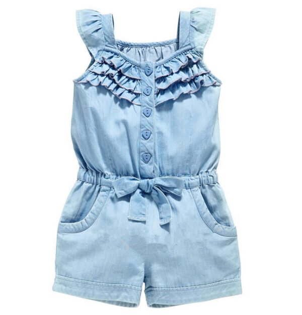 Liuliukd|Fly Sleeve Blue Girls Jumpsuits-Blue-Kids