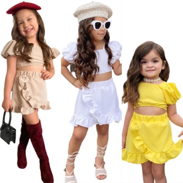 Liuliukd|Lantern Sleeve Skirt Sets Girl Children Wholesale Clothing-Kids