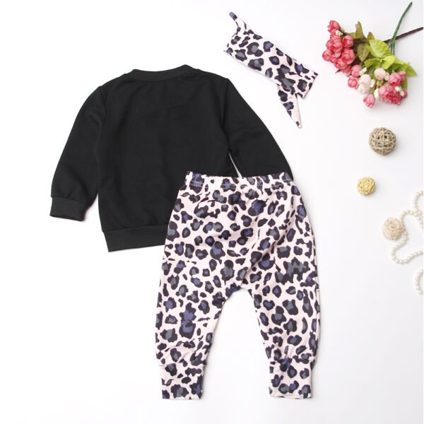 Liuliukd|Leopard Letter Baby Clothes Set-Black-Baby