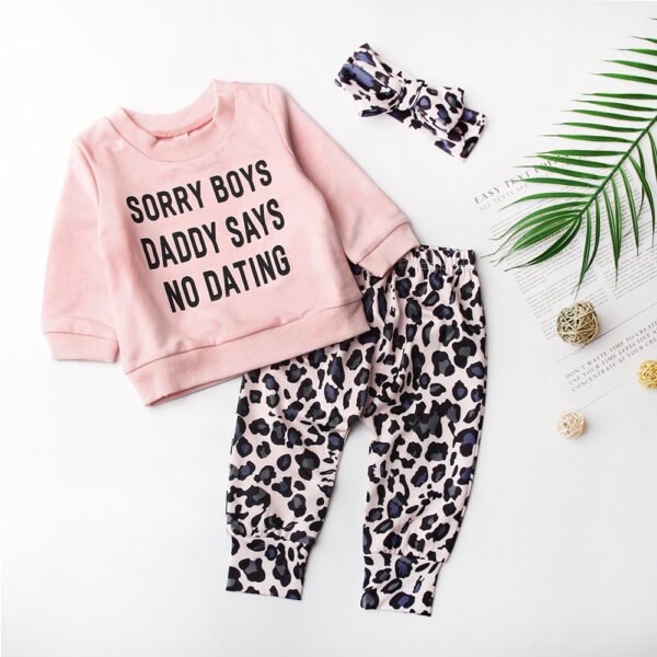 Liuliukd|Leopard Letter Baby Clothes Set-Pink-Baby