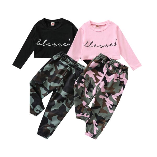 Liuliukd|Letter Camouflage Girl Set Clothes-Kids