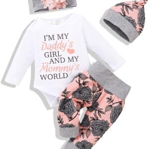 Liuliukd|Letter Floral Baby Outfit-Baby