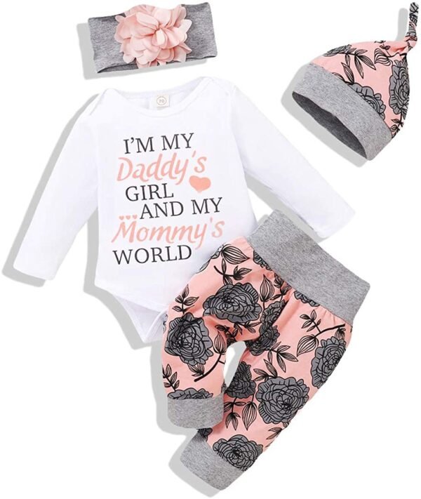 Liuliukd|Letter Floral Baby Outfit-Baby