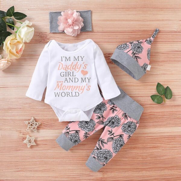 Liuliukd|Letter Floral Baby Outfit-White-Baby