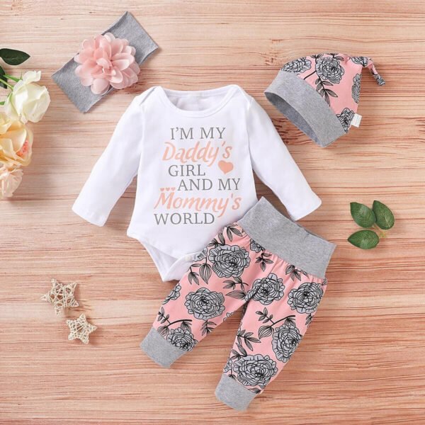 Liuliukd|Letter Floral Baby Outfit-White-Baby