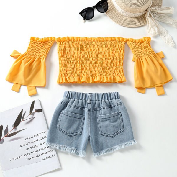 Liuliukd|Off Shoulder Clothes For Girls-Yellow-Kids