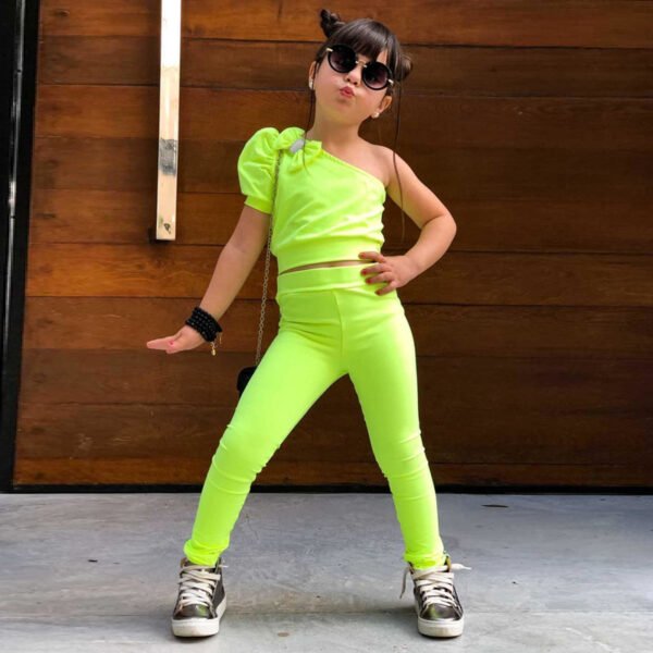 Liuliukd|One Shoulder Clothes Girl-Green-kids