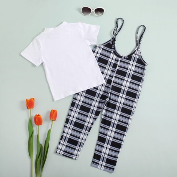 Liuliukd|Plaid Baby Girls Clothing Sets-Black-Kids