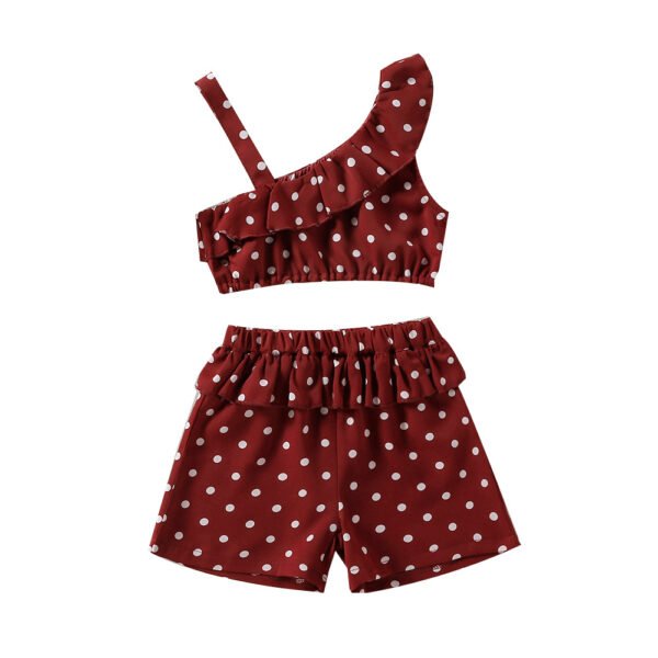 Liuliukd|Polka Dot One Shoulder Kids Clothing For Girls-Kids
