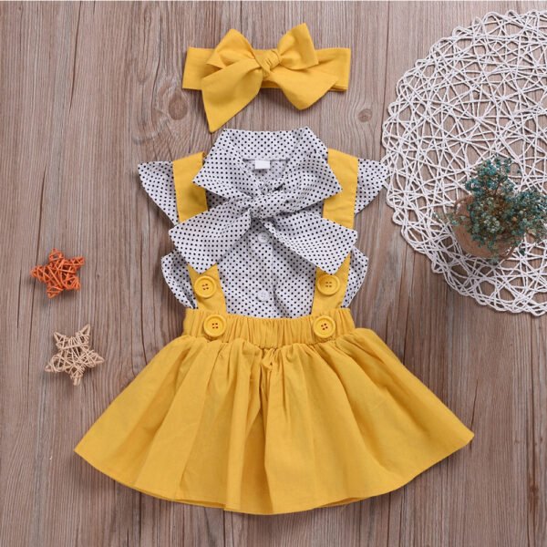 Liuliukd|Polka Dot Toddler Girl Sets-Yellow-Kids