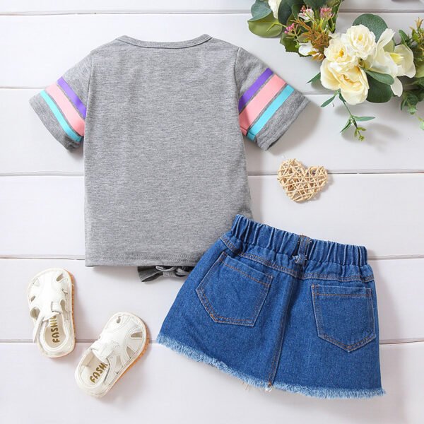 Liuliukd|Rabbit T Shirt Denim Skirt Baby Girl Summer Sets-Gary-Kids